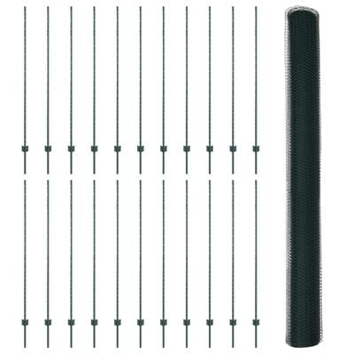 Hegn med post Grøn 1,5 x 50 m Stål og PVC
