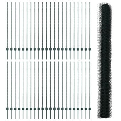 Hegn med post Grøn 1,4 x 100 m Stål og PVC