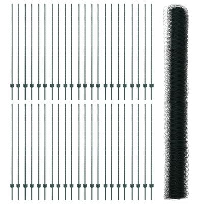 Hegn med post Grøn 1,6 x 100 m Stål og PVC
