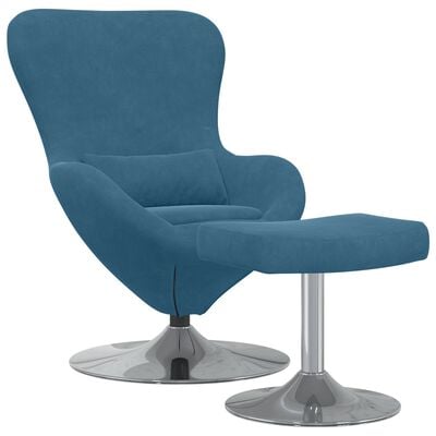 Æggestol 2 pcs Blå 63 x 73 x 90 cm Fløjl
