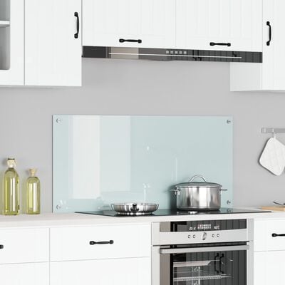 Køkken bagvæg Hvid 110 x 50 x 0.6 cm hærdet glas