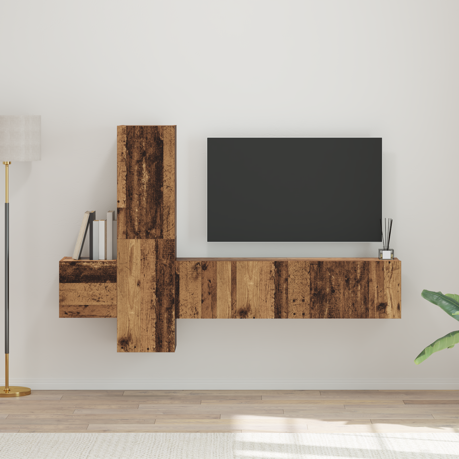 TV-møbelsæt 5 pcs Gammelt træ 181 x 30 x 120 cm Konstrueret træ