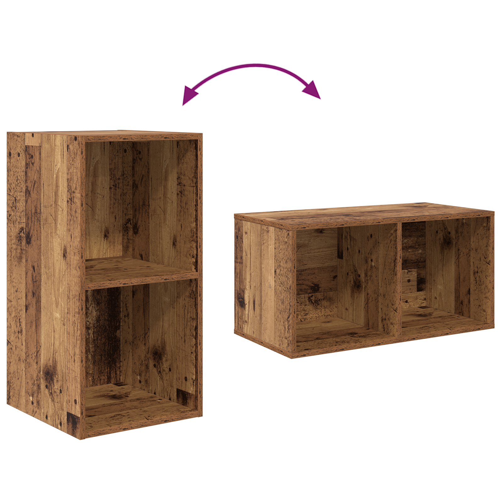 Væg TV Skab 2 pcs Gammelt træ 37 x 37 x 72 cm Konstrueret træ