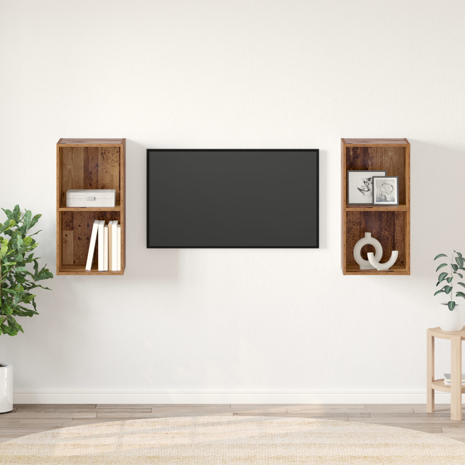 Væg TV Skab 2 pcs Gammelt træ 37 x 37 x 72 cm Konstrueret træ