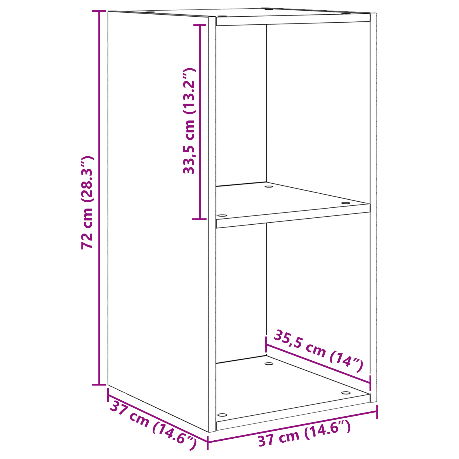 Væg TV Skab 2 pcs Gammelt træ 37 x 37 x 72 cm Konstrueret træ