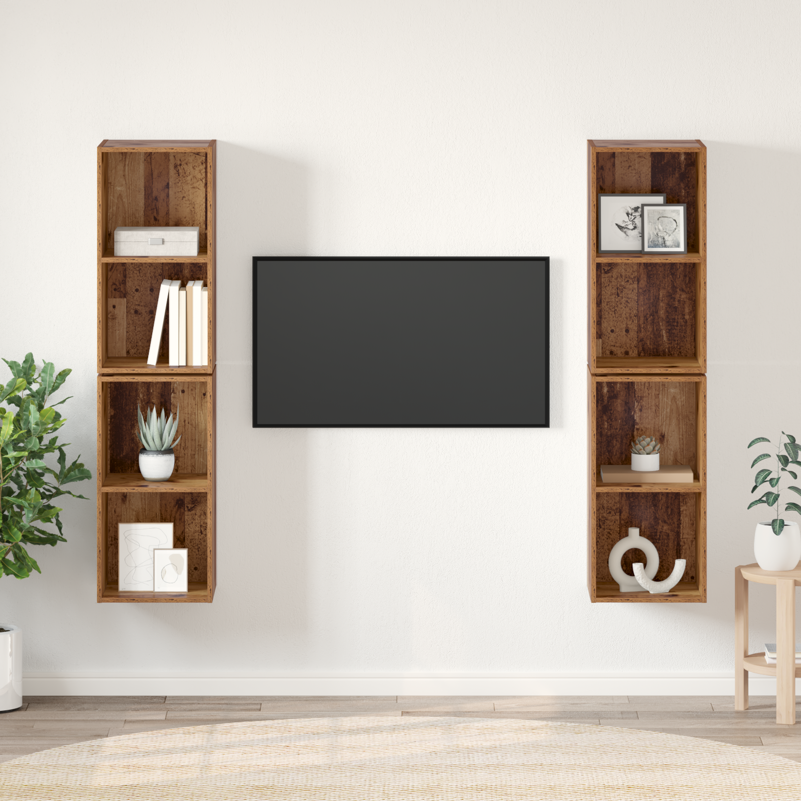 Væg TV Skab 4 pcs Gammelt træ 37 x 37 x 72 cm Konstrueret træ