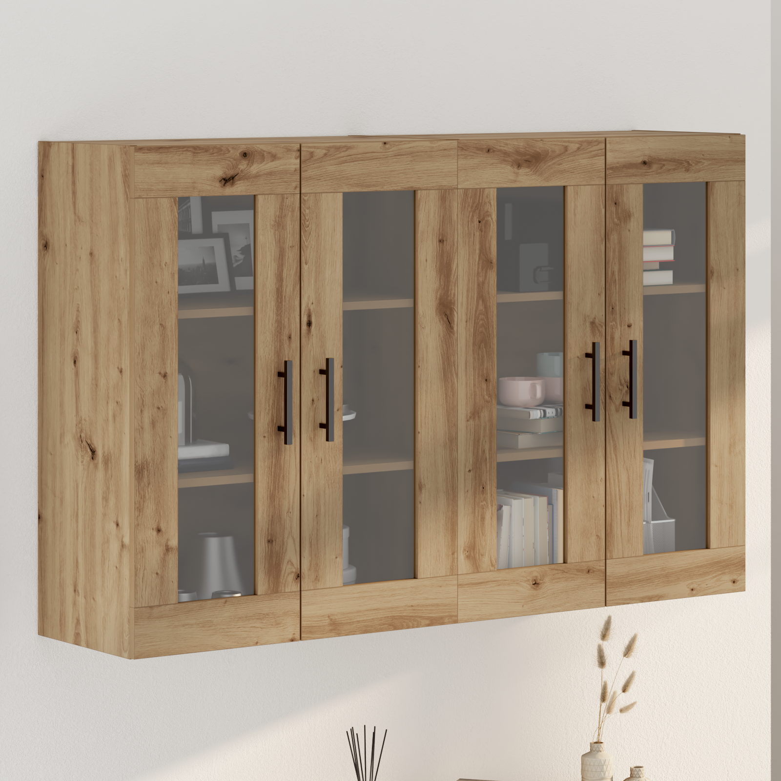 Væghængte skabe 2 pcs Artisan eg og Sort 69,5 x 34 x 90 cm