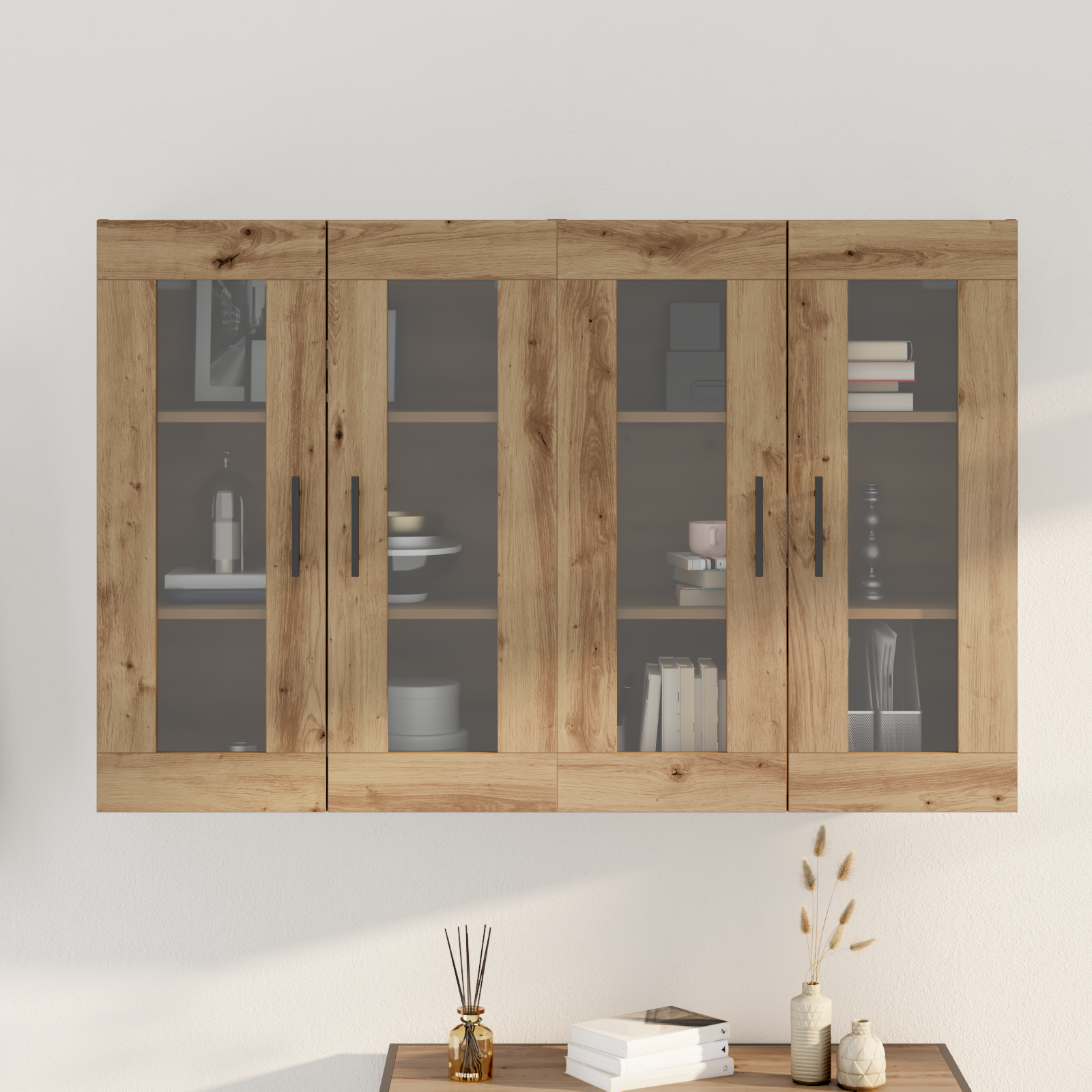 Væghængte skabe 2 pcs Artisan eg og Sort 69,5 x 34 x 90 cm